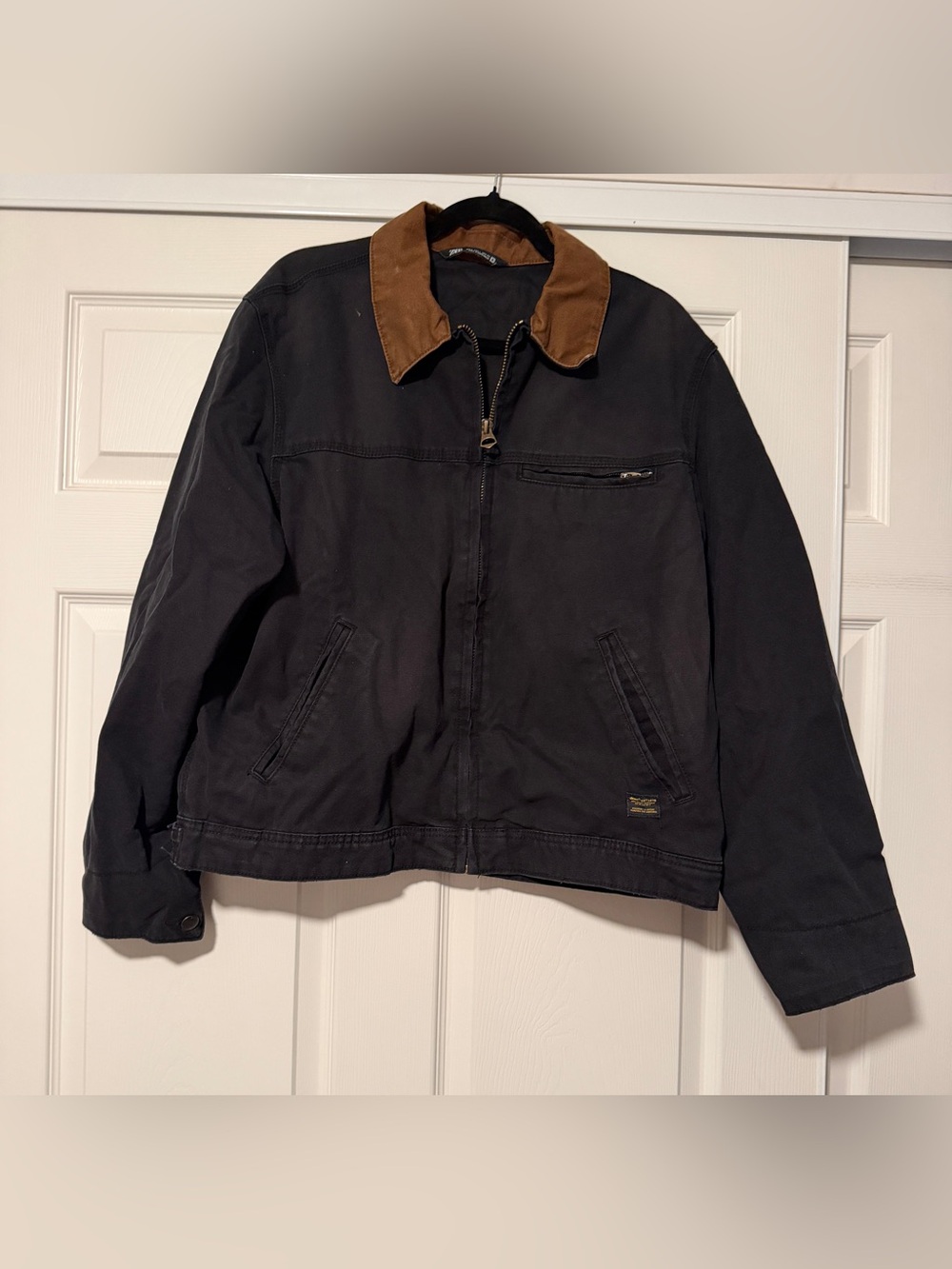 Zara DNWR Contrast Collar Black Brown Utility Workwear Barn Jacket Workwear Y2K